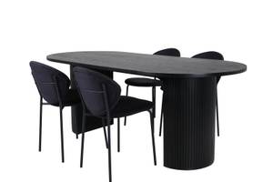 Essgruppe Bianca 66 (5-teilig) Schwarz - Massivholz - 90 x 75 x 200 cm