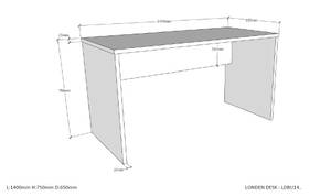 Table de bureau London 140cm - anthracite Moderne - Vipack