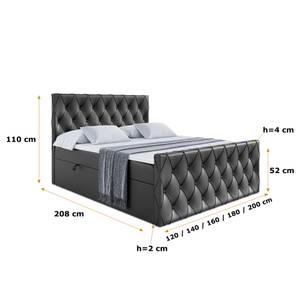 ALTDECOR Boxspringbett mit Topper - AMAY Hochglanz Schwarz - Breite: 200 cm - H4