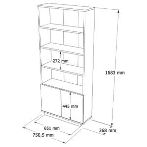 Vitrine FUTURE SC27 2D Blanc - Bois manufacturé - Matière plastique - 27 x 168 x 75 cm