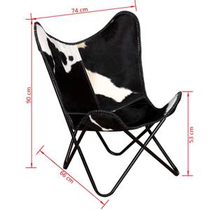 Chaise 295619 Noir - Blanc - Cuir véritable - 74 x 90 x 66 cm