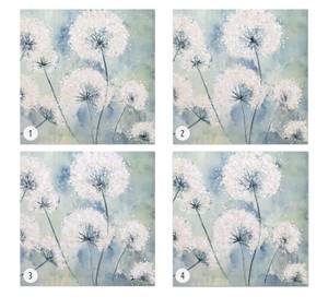 Tableau peint Entre terre temps Bleu - Bois massif - Textile - 80 x 80 x 4 cm