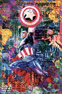 Tableau graffiti captain america 40 x 60 cm - Fibres naturelles