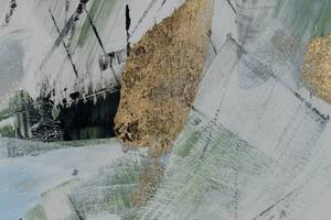 Bild handgemalt Abstractionist Landscape Grau - Grün - Massivholz - Textil - 100 x 75 x 4 cm