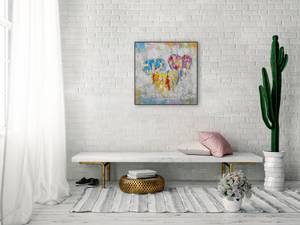 Acrylbild handgemalt Ein Herzenswunsch Grau - Massivholz - Textil - 60 x 60 x 4 cm