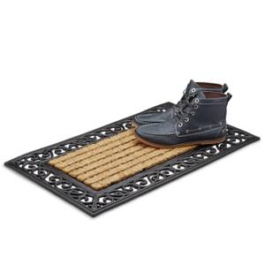 Paillasson fibres de coco tapis de sol Noir - Marron - Fibres naturelles - Matière plastique - 75 x 2 x 45 cm