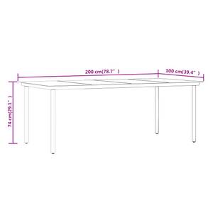 Garten-Essgruppe (7-teilig) 3013409-3 Grau - 100 x 200 cm - Anzahl Teile im Set: 7