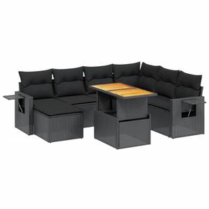 Gartensitzgruppe K3607(8-tlg) Schwarz - Massivholz - 69 x 62 x 62 cm