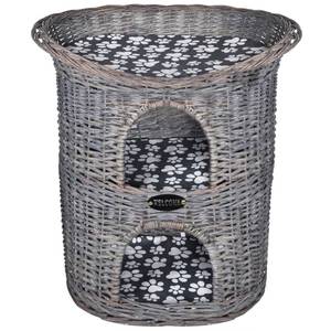 Katzenhaus 170223 Grau - Rattan - Holzart/Dekor - 42 x 62 x 58 cm