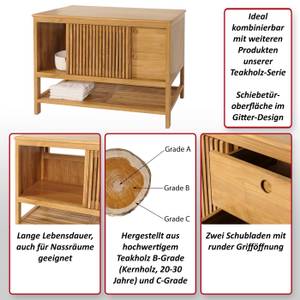 Teak-Waschbeckenunterschrank M70 Braun - Holzart/Dekor - Holz teilmassiv - 106 x 81 x 55 cm