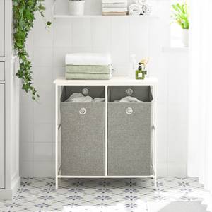 Meuble Panier à Linge BZR57-W Blanc - Bois manufacturé - Métal - 77 x 80 x 38 cm