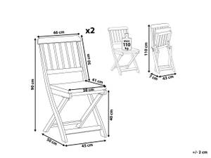 Gartenstuhl CENTO 2-tlg Braun - Grau - Massivholz - 46 x 90 x 50 cm