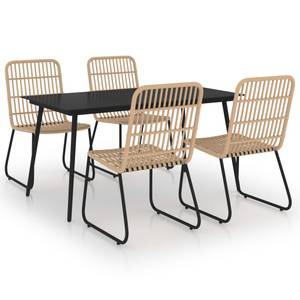 Garten-Essgruppe (5-teilig) 3012986-1 Schwarz - Kunststoff - Polyrattan - 80 x 74 x 150 cm