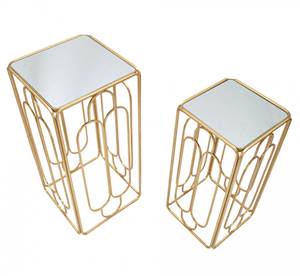 Paar quadratische Tische aus goldenem Gold - Metall - 35 x 70 x 35 cm