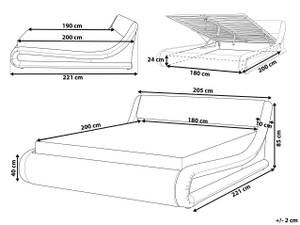 Doppelbett AVIGNON Silber - 205 x 85 x 221 cm - Kunstleder - Hochglanz