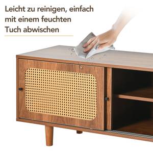 Schuhschrank Coeus Ⅲ Braun - Holzwerkstoff - Metall - Polyrattan - 40 x 48 x 104 cm