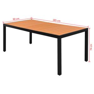 Table de salle à manger de jardin Marron - Bois manufacturé - Métal - 185 x 74 x 185 cm