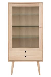 Vitrine Canes Blanc - En partie en bois massif - 72 x 143 x 36 cm