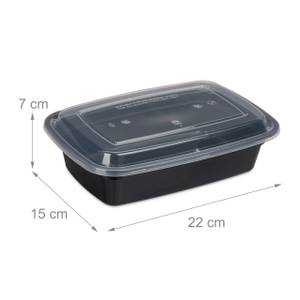 10x meal prep containers 1 compartiment Noir - Matière plastique - 22 x 7 x 15 cm
