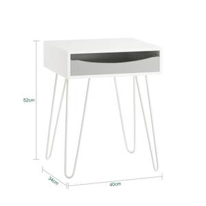 Table de Chevet Table d'Appoint FBT82-W Blanc - Bois manufacturé - 40 x 52 x 34 cm