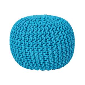 Runder Strickpouf 100% Baumwolle Türkis