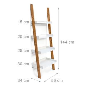 Leiterregal BAMBOO Braun - Weiß - Bambus - Holzwerkstoff - 55 x 155 x 34 cm