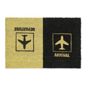 Kokos Fußmatte "Arrival Departure" Schwarz - Gelb - Naturfaser - Kunststoff - 60 x 2 x 40 cm
