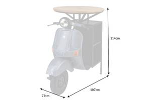 Bartisch UPCYCLING SCOOTER Schwarz - Braun - Silber - Metall - Holzart/Dekor - 120 x 116 x 77 cm