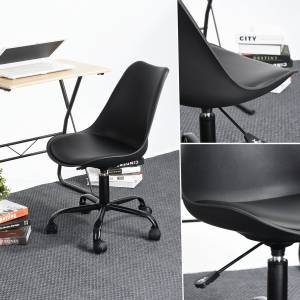 Chaise de bureau noire hauteur reglable Noir - Matière plastique - 53 x 82 x 48 cm