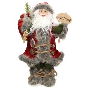 Weihnachtsmann Deko-Figur 37cm  rot/grau Rot - Naturfaser - Kunststoff - Textil - 12 x 37 x 20 cm