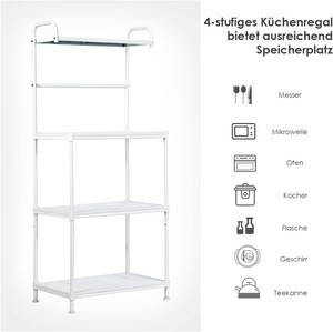Küchenregal Mikrowellenregal 4-stufig Weiß - Metall - 34 x 136 x 59 cm