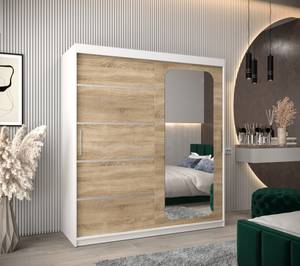 Armoire à portes coulissantes promo v2 Imitation chêne de Sonoma - Blanc - Largeur : 180 cm - 2 porte