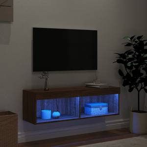 TV-Schrank mit LED-Leuchten D976 Eiche Schwarzbraun Dekor