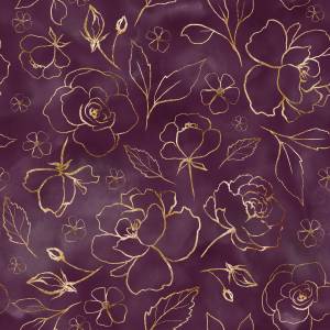 Tapete BLUMEN Rosen Abstraktion Line Art Beige - Braun - Violett - Papier - Textil - 53 x 1000 x 1000 cm