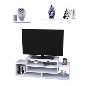 Meuble TV et 2 étagères Kinn Blanc - Bois manufacturé - 120 x 42 x 30 cm