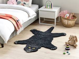 Tapis enfant BAGHEERA Noir - Gris - Fourrure véritable - 100 x 1 x 160 cm