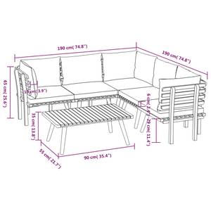 Garten-Lounge-Set Braun - Massivholz - Holzart/Dekor - 55 x 35 x 90 cm