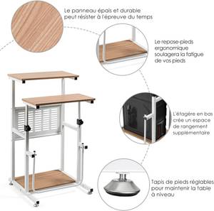 Bureau d'Ordinateur HW63844 Blanc - Bois manufacturé - 53 x 98 x 53 cm