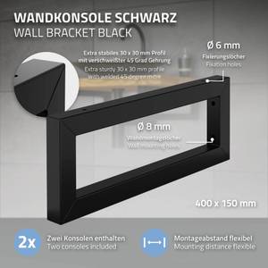 Wandkonsole ML-DESIGN schwarz Schwarz - Metall - 3 x 15 x 40 cm