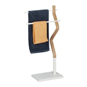 Porte-serviettes autonome Marron - Blanc - Bois manufacturé - Métal - 44 x 85 x 20 cm