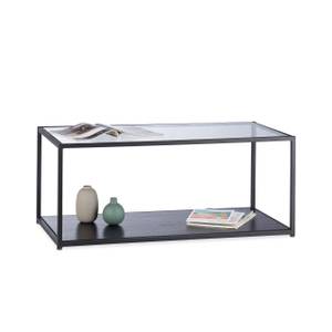 Couchtisch Glas mit schwarzer Ablage Schwarz - Holzwerkstoff - Glas - Metall - 100 x 42 x 50 cm