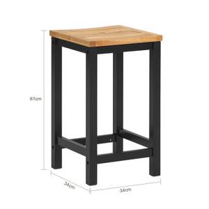 Lot de 2 Tabourets FST29-SCHx2 Noir - Marron - En partie en bois massif - 35 x 61 x 35 cm