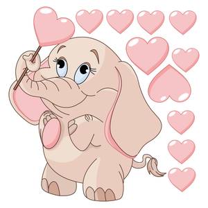 Elefantenbaby mit rosa Herzen 100 x 100 cm