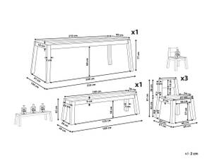 Set de salle à manger LIVORNO Marron - Bois massif - 225 x 77 x 105 cm