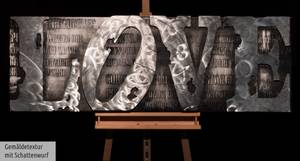 Metallbild More than Letters Grau - Metall - 144 x 44 x 6 cm