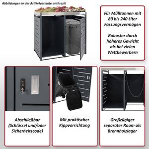 1er-Mülltonnenbox mit Holzlager H40 Grau - Metall - 130 x 125 x 80 cm