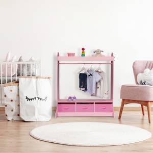 Kinder Kleiderständer mit Spiegel Pink - Holzwerkstoff - Glas - Textil - 98 x 107 x 61 cm
