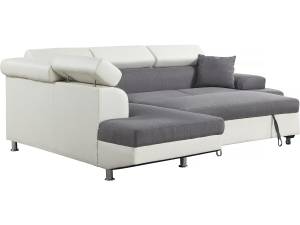 Ecksofa"Sophia luxe" - Weiß / Grau - Lin Grau - Weiß