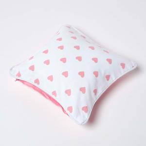 Baumwoll-Kissenbezug mit Herzen Pink - 30 x 30 cm