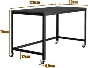 Schreibtisch Mobile Schwarz - Holzwerkstoff - Metall - 60 x 75 x 120 cm